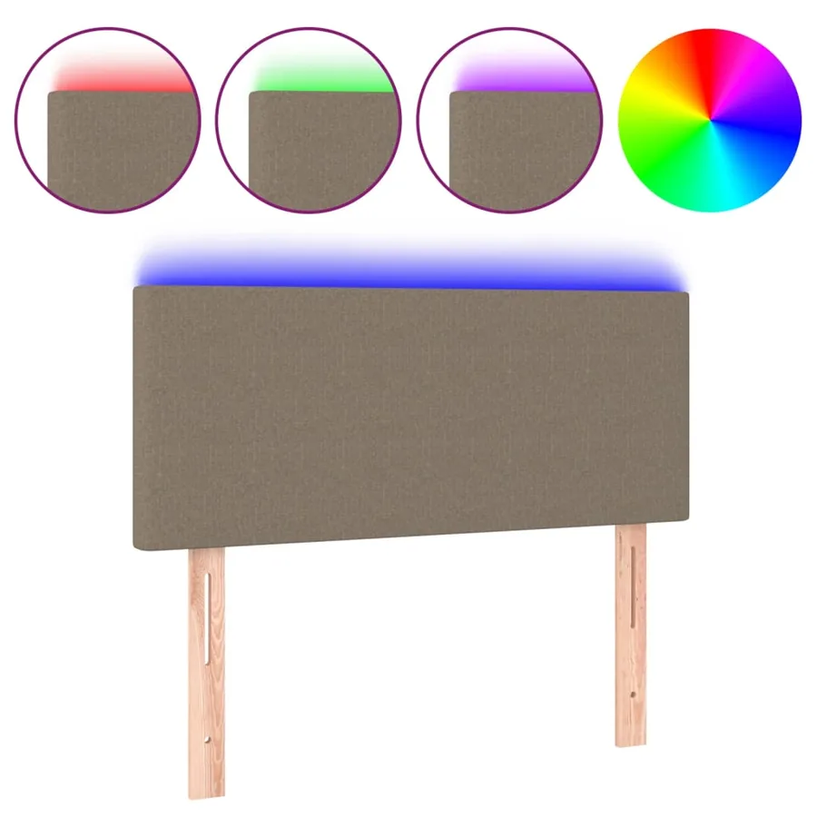 Tête de lit à LED Taupe 100x5x78/88 cm Tissu - 2