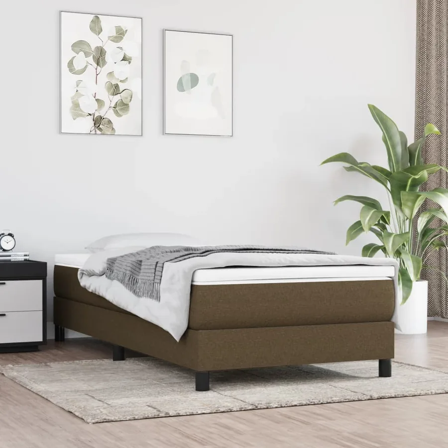 Cadre de lit à lattes marron foncé 90x190 cm tissu