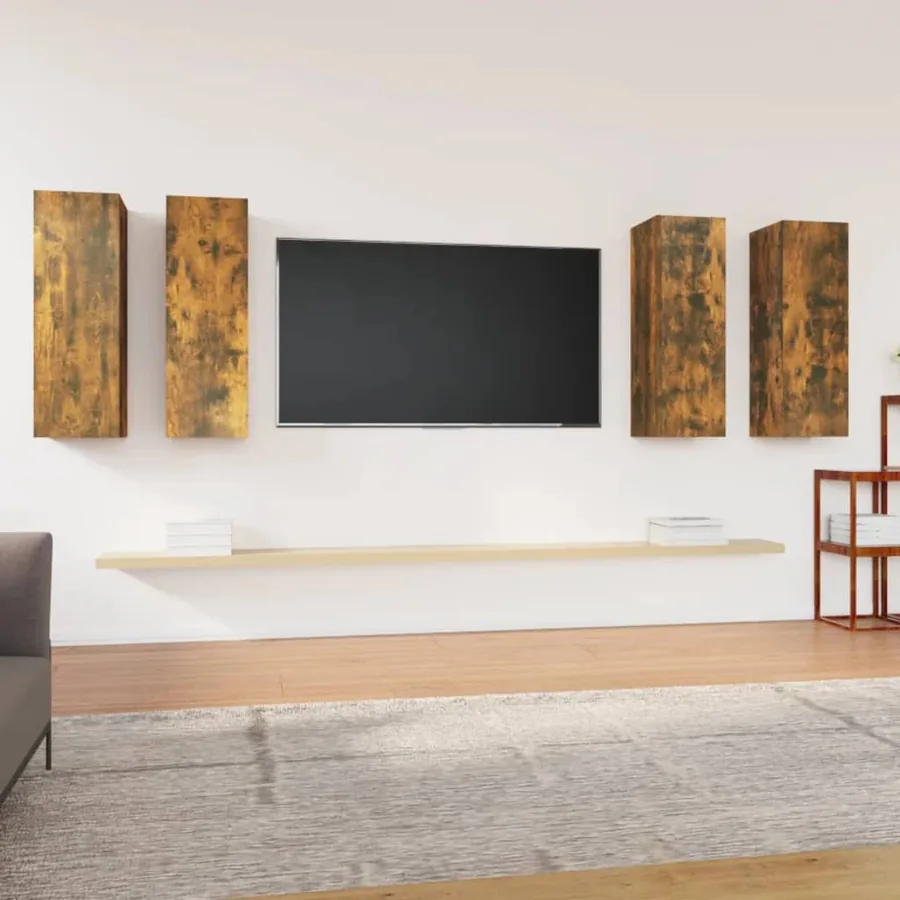 Meubles TV 4 pcs Chêne fumé 30,5x30x90 cm Bois d'ingénierie