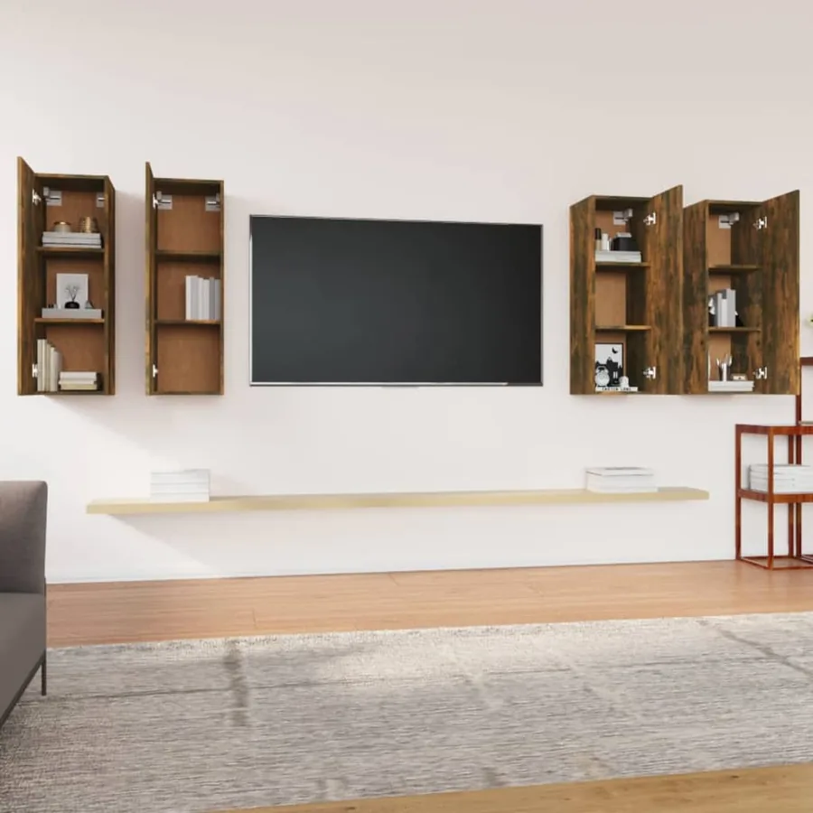 Meubles TV 4 pcs Chêne fumé 30,5x30x90 cm Bois d'ingénierie - 3