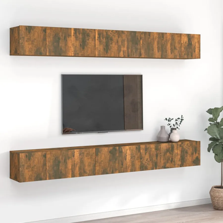 Meubles TV 8 pcs Chêne fumé 60x30x30 cm Bois d'ingénierie