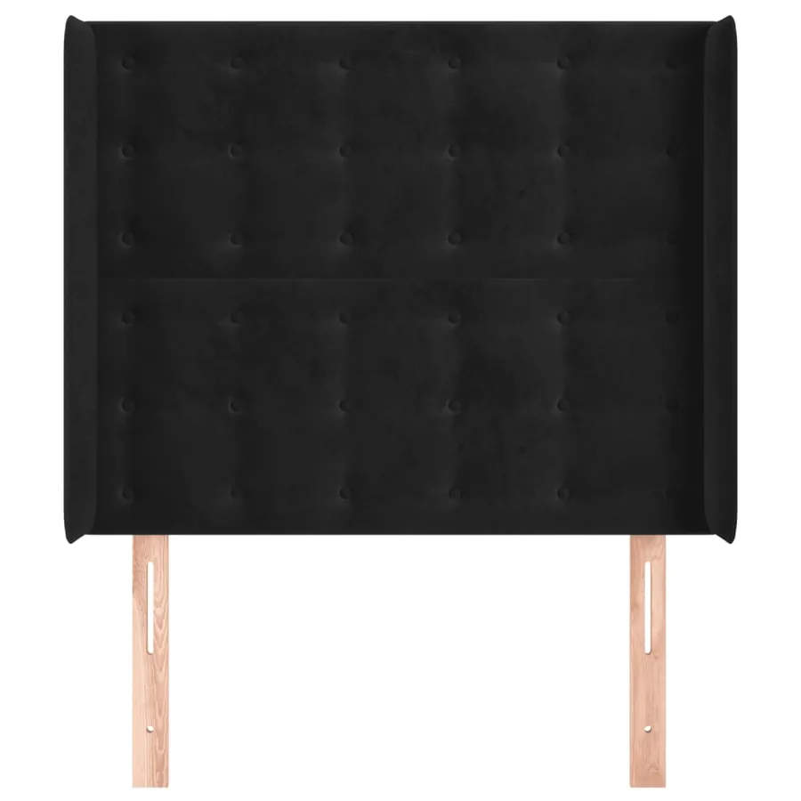 Tête de lit avec oreilles Noir 103x16x118/128 cm Velours - 3
