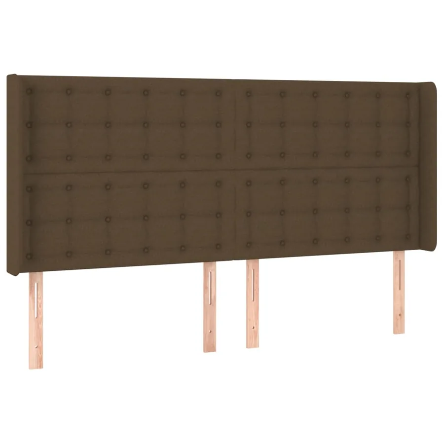 Tête de lit avec oreilles Marron foncé 203x16x118/128 cm Tissu - 2