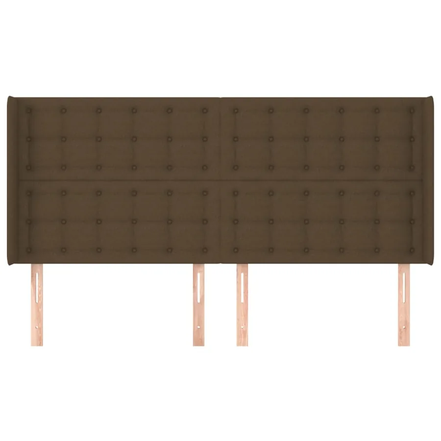 Tête de lit avec oreilles Marron foncé 203x16x118/128 cm Tissu - 3