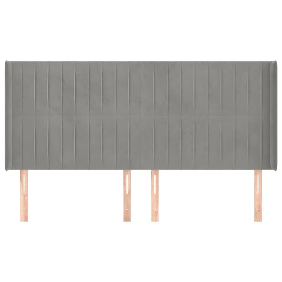 Tête de lit avec oreilles Gris clair 203x16x118/128 cm Velours - 3