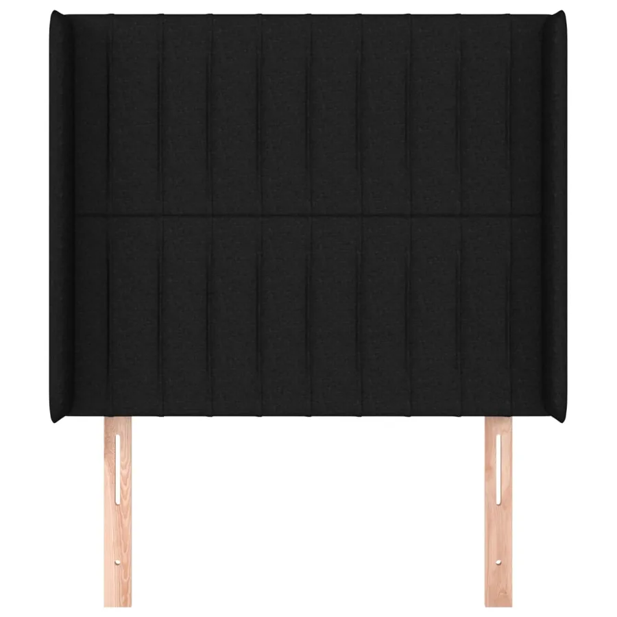 Tête de lit avec oreilles Noir 103x16x118/128 cm Tissu - 3