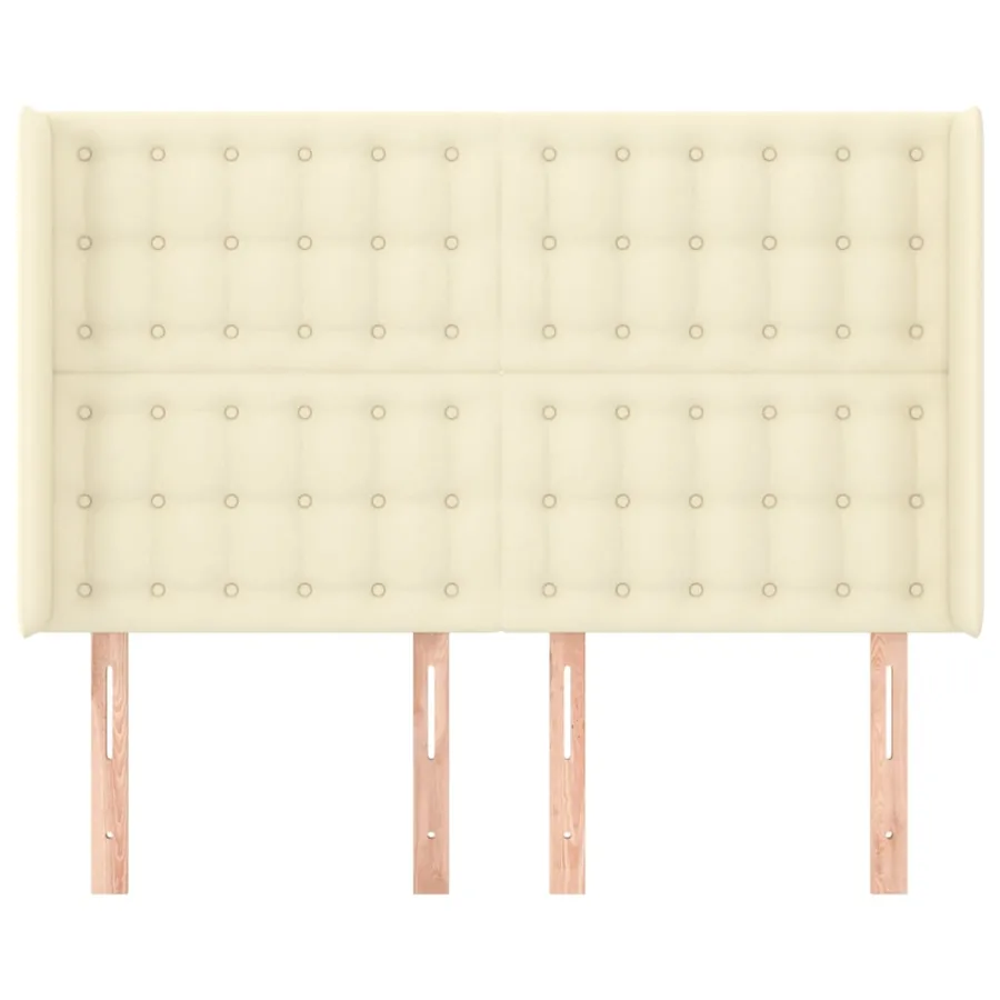 Tête de lit avec oreilles Crème 147x16x118/128 cm Similicuir - 3