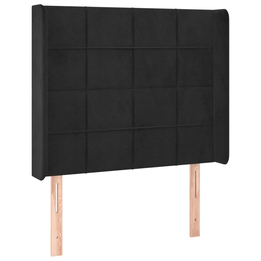 Tête de lit avec oreilles Noir 103x16x118/128 cm Velours - 2