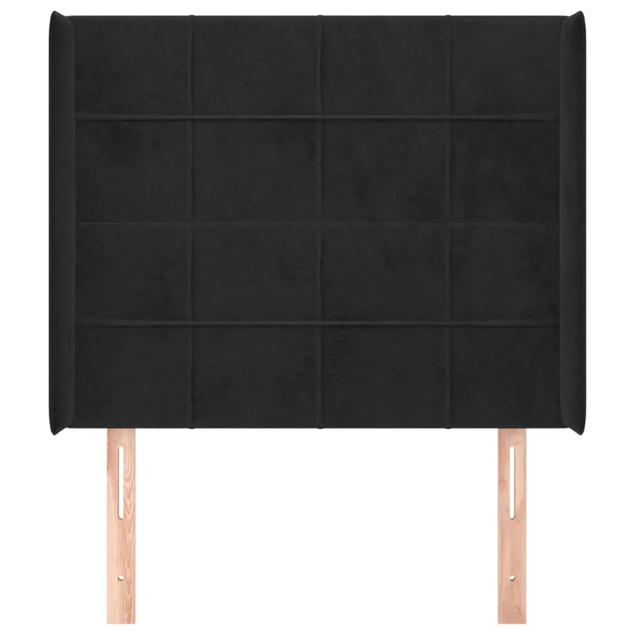 Tête de lit avec oreilles Noir 103x16x118/128 cm Velours - 3
