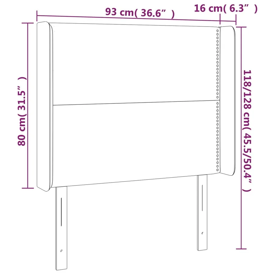 Tête de lit avec oreilles Gris 93x16x118/128 cm Similicuir - 9