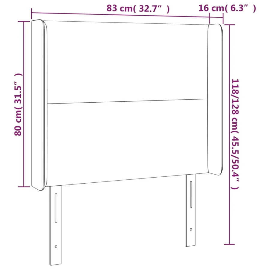 Tête de lit avec oreilles Rose 83x16x118/128 cm Velours - 9