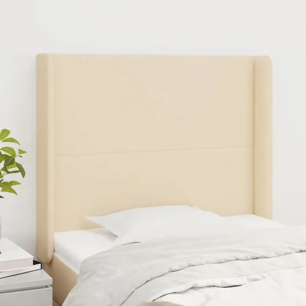 Tête de lit avec oreilles Crème 83x16x118/128 cm Tissu