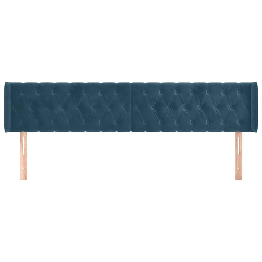 Tête de lit avec oreilles Bleu foncé 203x16x78/88 cm Velours - 3