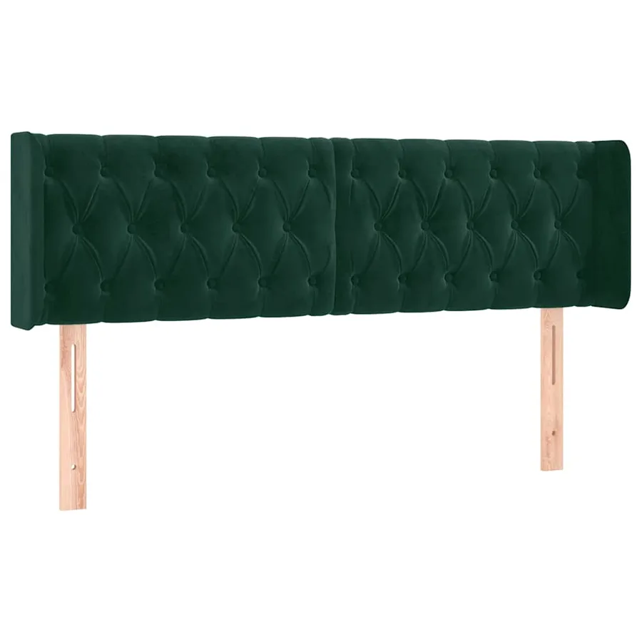 Tête de lit avec oreilles Vert foncé 147x16x78/88 cm Velours - 2