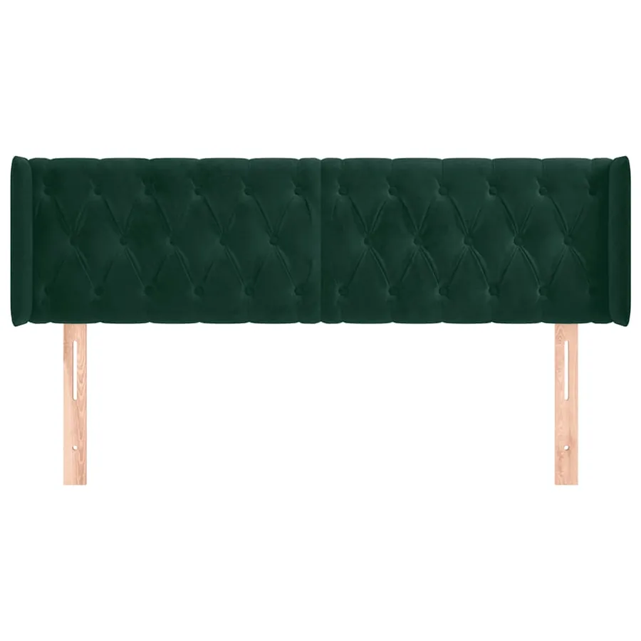 Tête de lit avec oreilles Vert foncé 147x16x78/88 cm Velours - 3