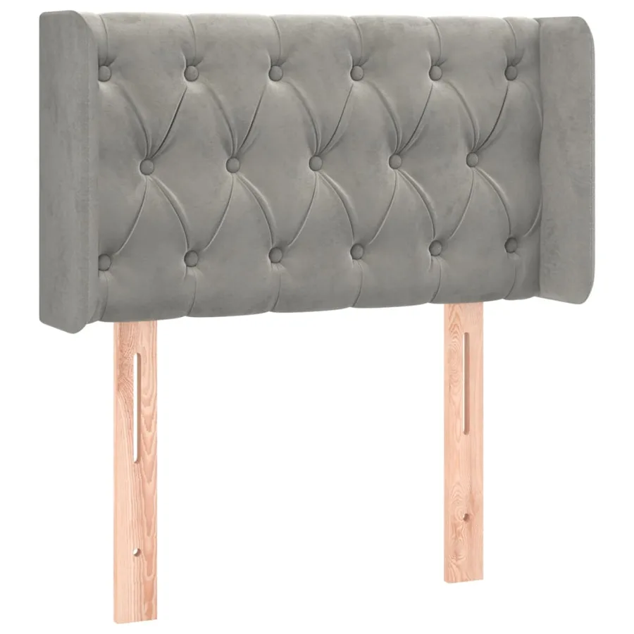 Tête de lit avec oreilles Gris clair 83x16x78/88 cm Velours - 2
