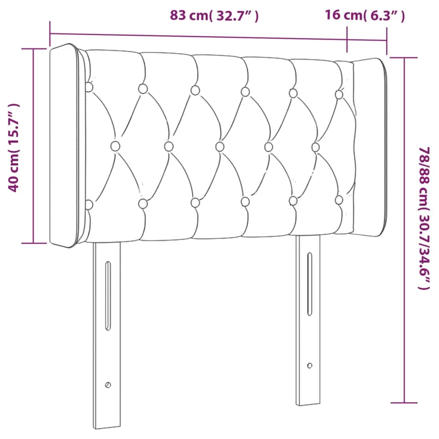 Tête de lit avec oreilles Gris clair 83x16x78/88 cm Velours - 9