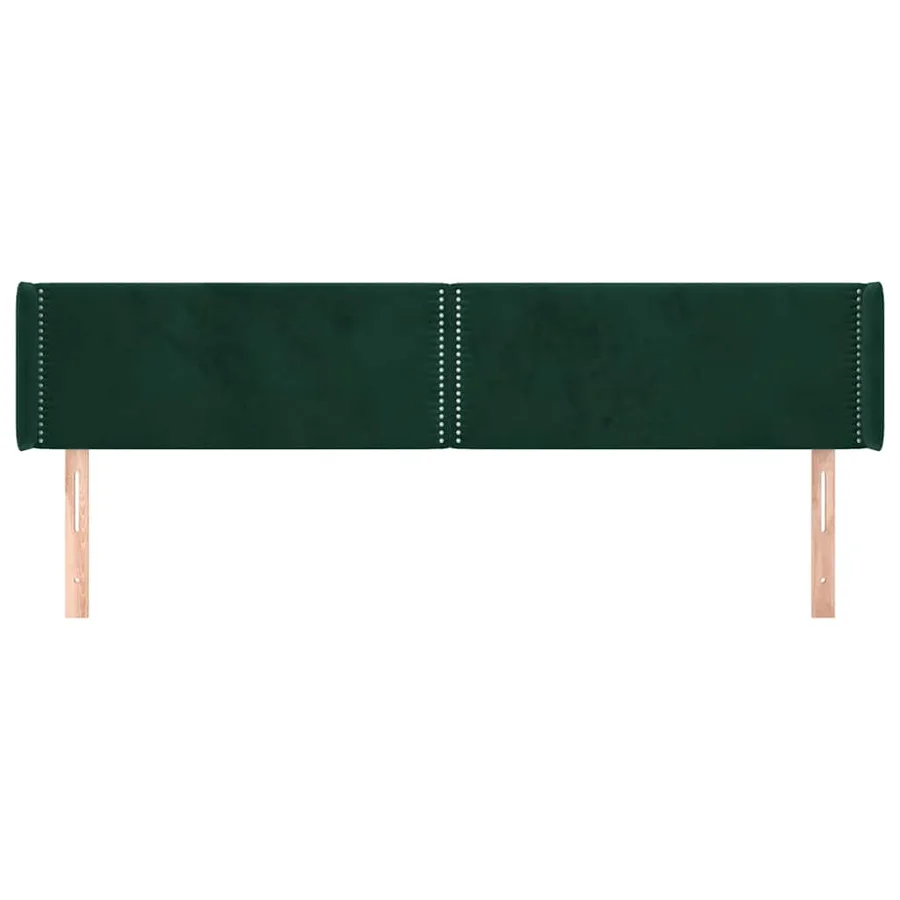 Tête de lit avec oreilles Vert foncé 203x16x78/88 cm Velours - 3