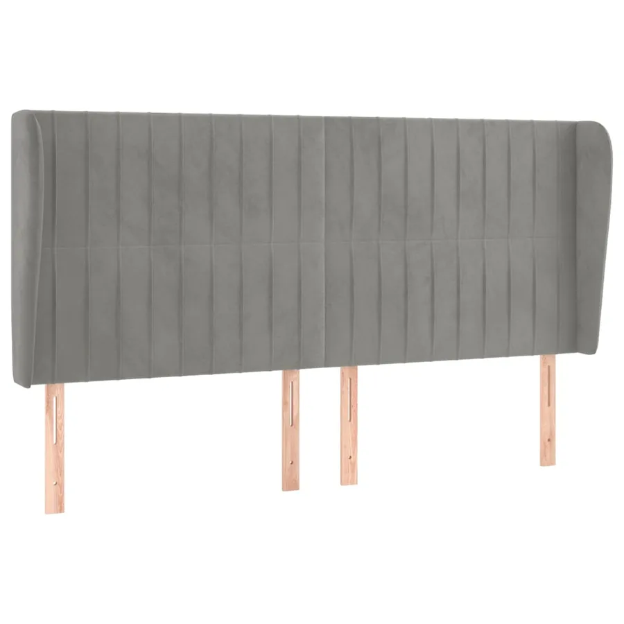 Tête de lit avec oreilles Gris clair 203x23x118/128 cm Velours - 2