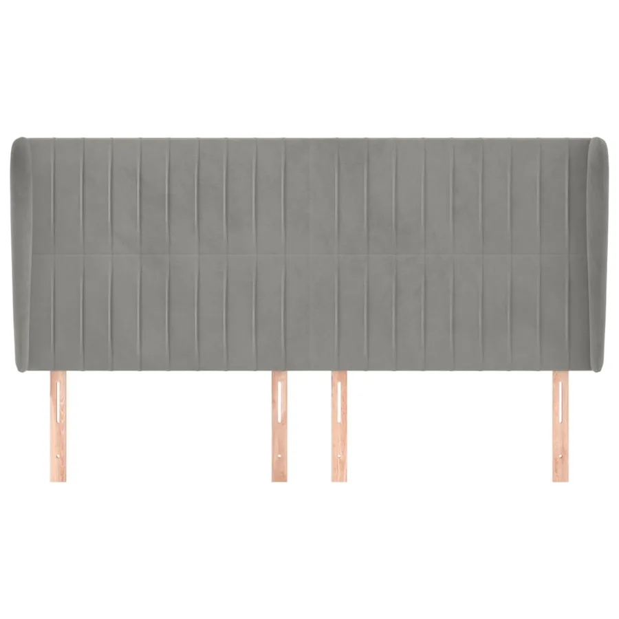 Tête de lit avec oreilles Gris clair 203x23x118/128 cm Velours - 3