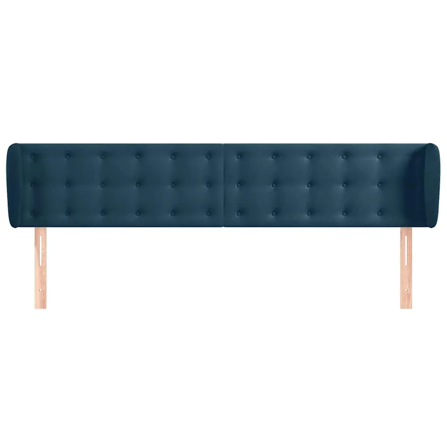 Tête de lit avec oreilles Bleu foncé 183x23x78/88 cm Velours - 3