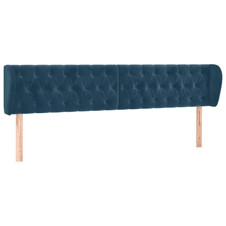 Tête de lit avec oreilles Bleu foncé 203x23x78/88 cm Velours - 2