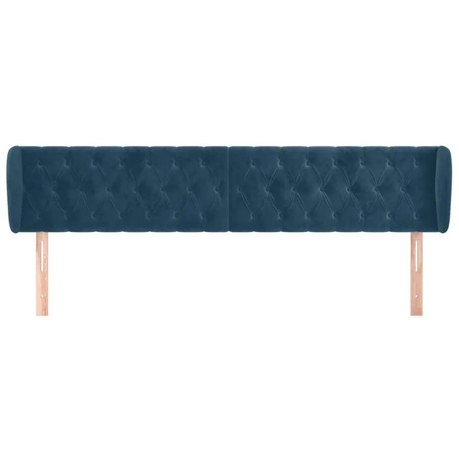 Tête de lit avec oreilles Bleu foncé 203x23x78/88 cm Velours - 3