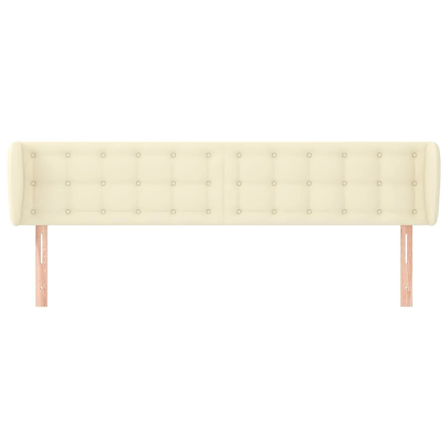 Tête de lit avec oreilles Crème 203x23x78/88 cm Similicuir - 3