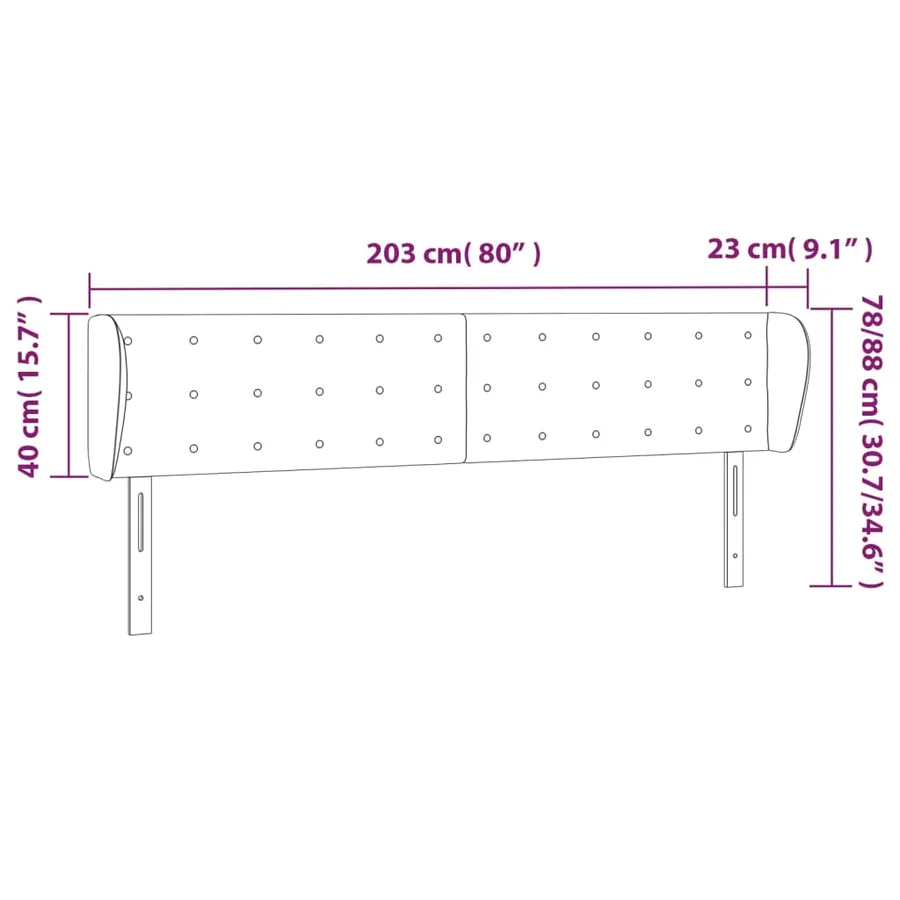 Tête de lit avec oreilles Crème 203x23x78/88 cm Similicuir - 9
