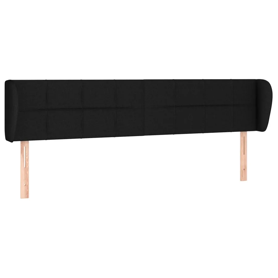 Tête de lit avec oreilles Noir 163x23x78/88 cm Tissu - 2