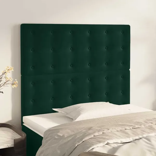 Tête de lit Vert foncé 100x5x118/128 cm Velours