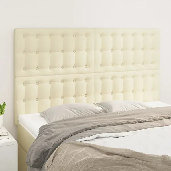 Tête de lit Crème 144x5x118/128 cm Similicuir