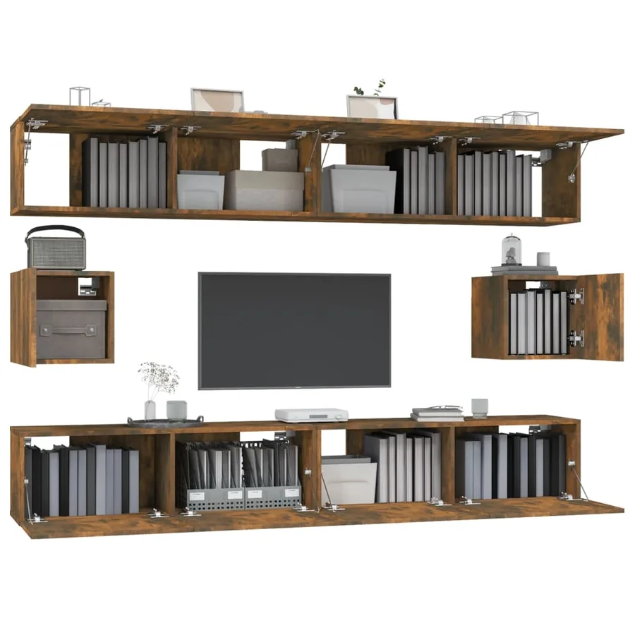 Ensemble de meubles TV 6 pcs Chêne fumé Bois d'ingénierie - 4