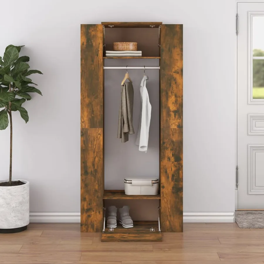 Armoires de couloir 2 pcs chêne fumé bois d'ingénierie - 3