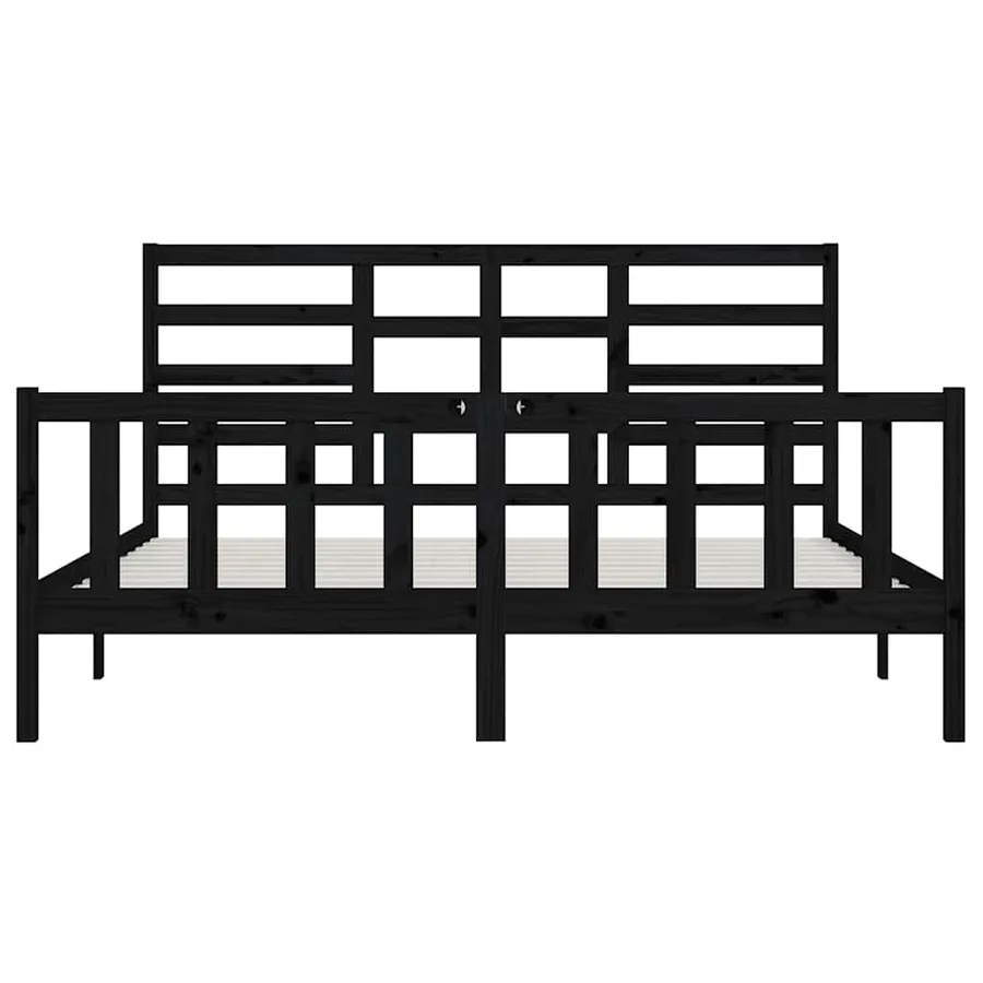 Cadre de lit sans matelas noir 200x200 cm bois massif de pin - 5