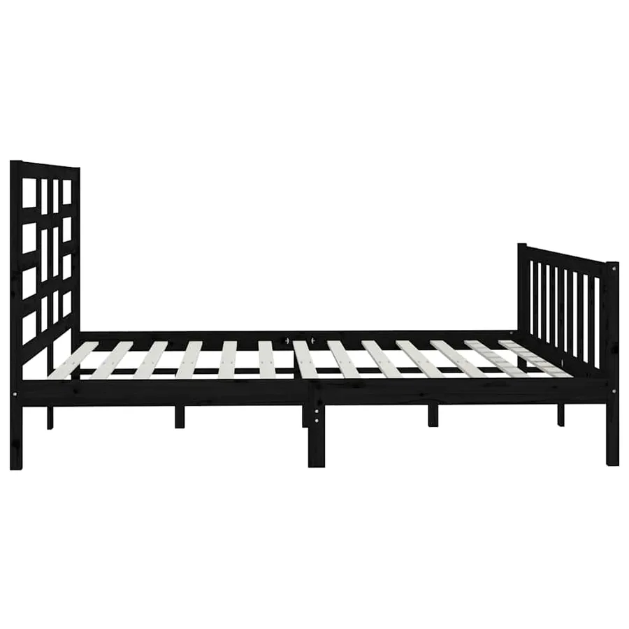 Cadre de lit sans matelas noir 200x200 cm bois massif de pin - 6