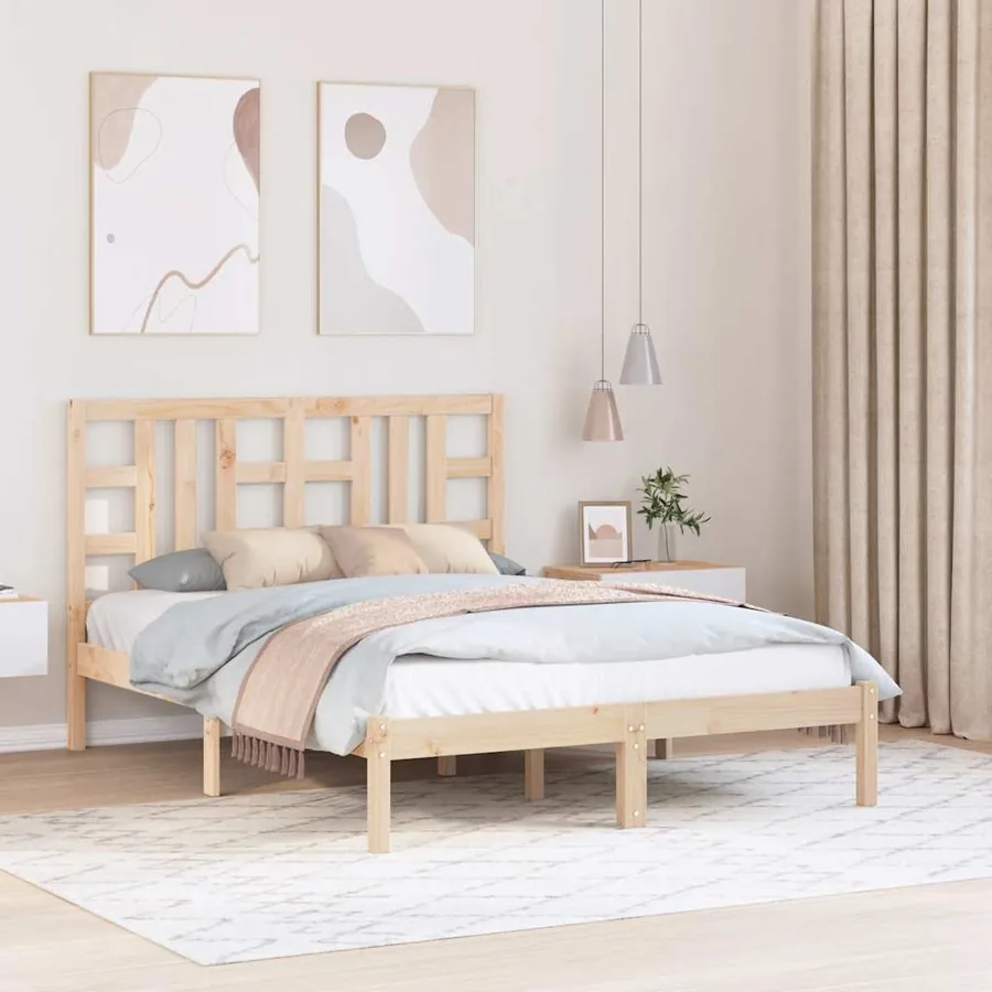 Cadre de lit sans matelas 135x190 cm bois massif