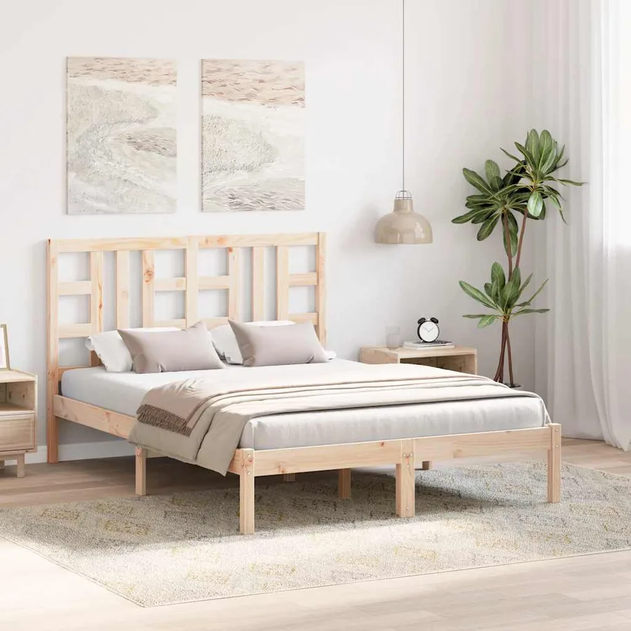 Cadre de lit sans matelas 135x190 cm bois massif - 3