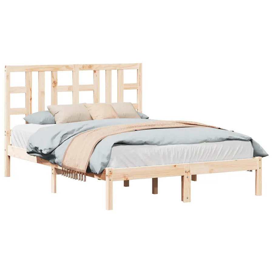 Cadre de lit sans matelas 135x190 cm bois massif - 4
