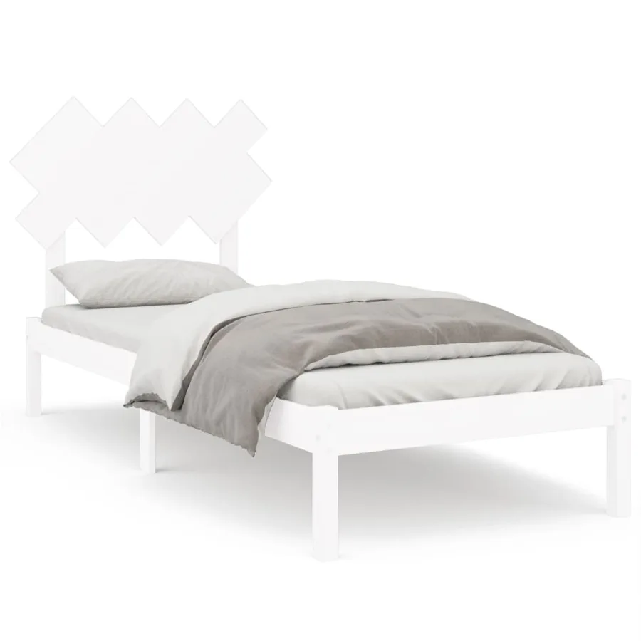 Cadre de lit sans matelas blanc 90x200 cm bois massif - 2