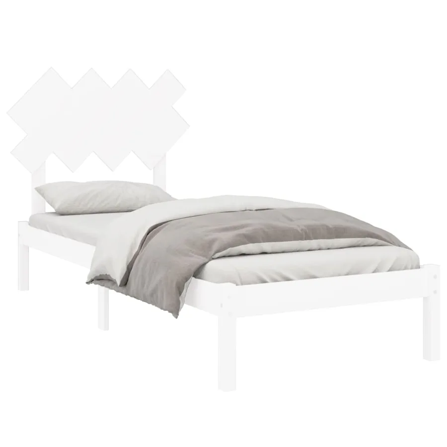 Cadre de lit sans matelas blanc 90x200 cm bois massif - 3