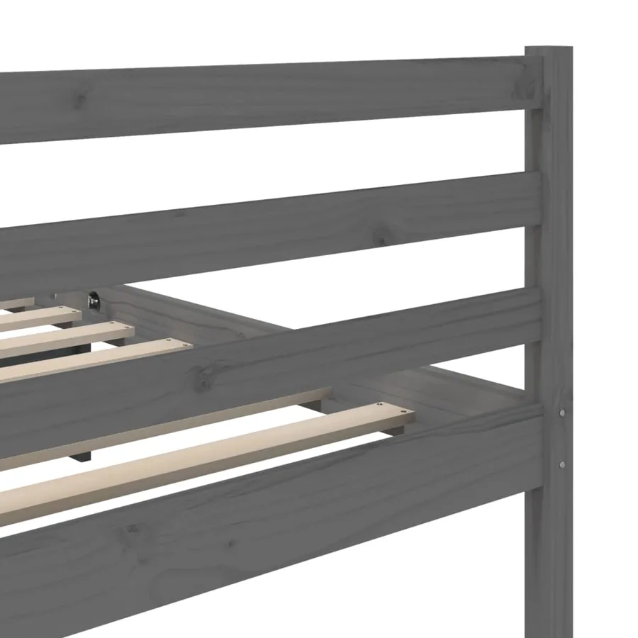 Cadre de lit sans matelas gris bois massif 200x200 cm - 6