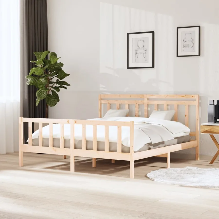 Cadre de lit sans matelas bois massif 160x200 cm