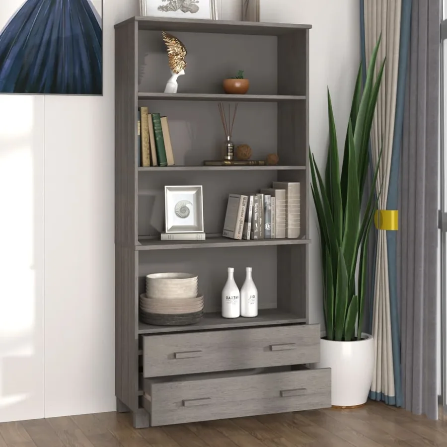 Buffet HAMAR Bois massif de pin Gris clair - 7