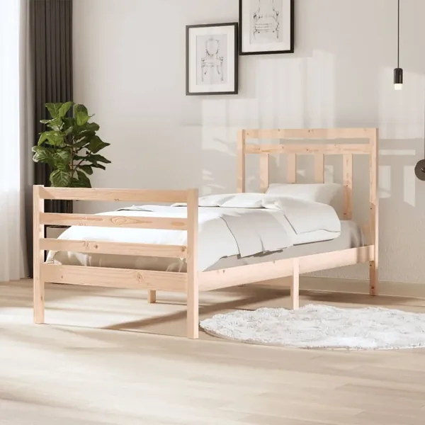 Cadre de lit sans matelas bois massif 100x200 cm
