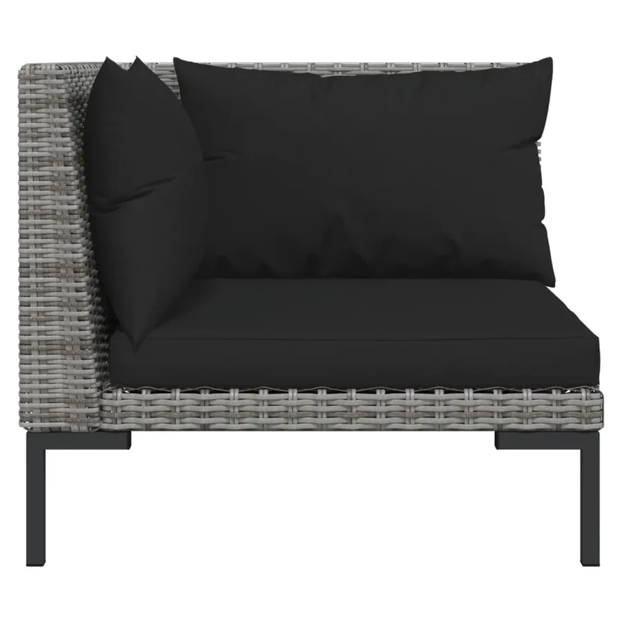 Salon de jardin 7 pcs avec coussins Résine tressée Gris foncé - 4