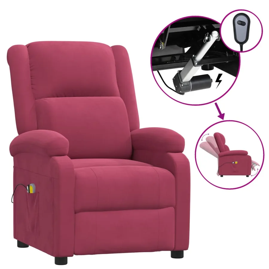 Fauteuil électrique de massage Bordeaux Velours - 2