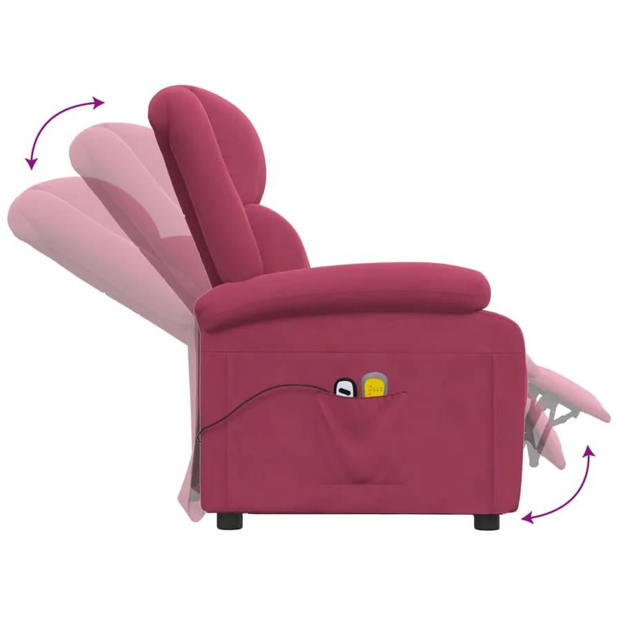 Fauteuil électrique de massage Bordeaux Velours - 7