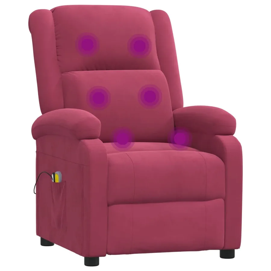 Fauteuil électrique de massage Bordeaux Velours - 8