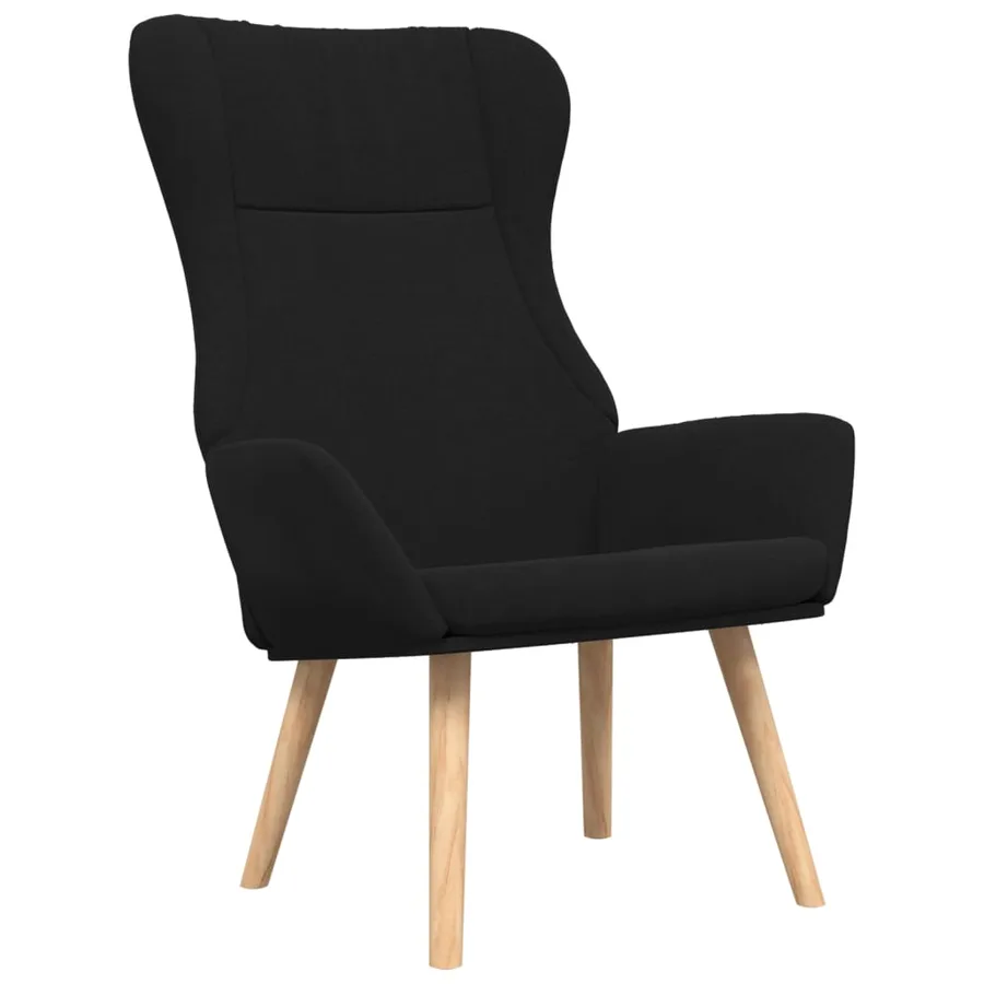 Chaise de relaxation avec repose-pied Noir Tissu - 4
